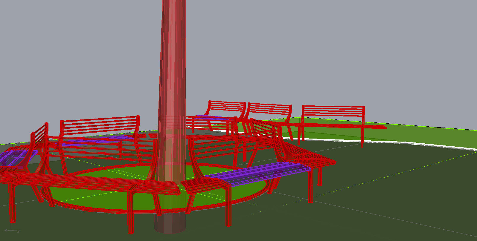 Park bench 3D model_5