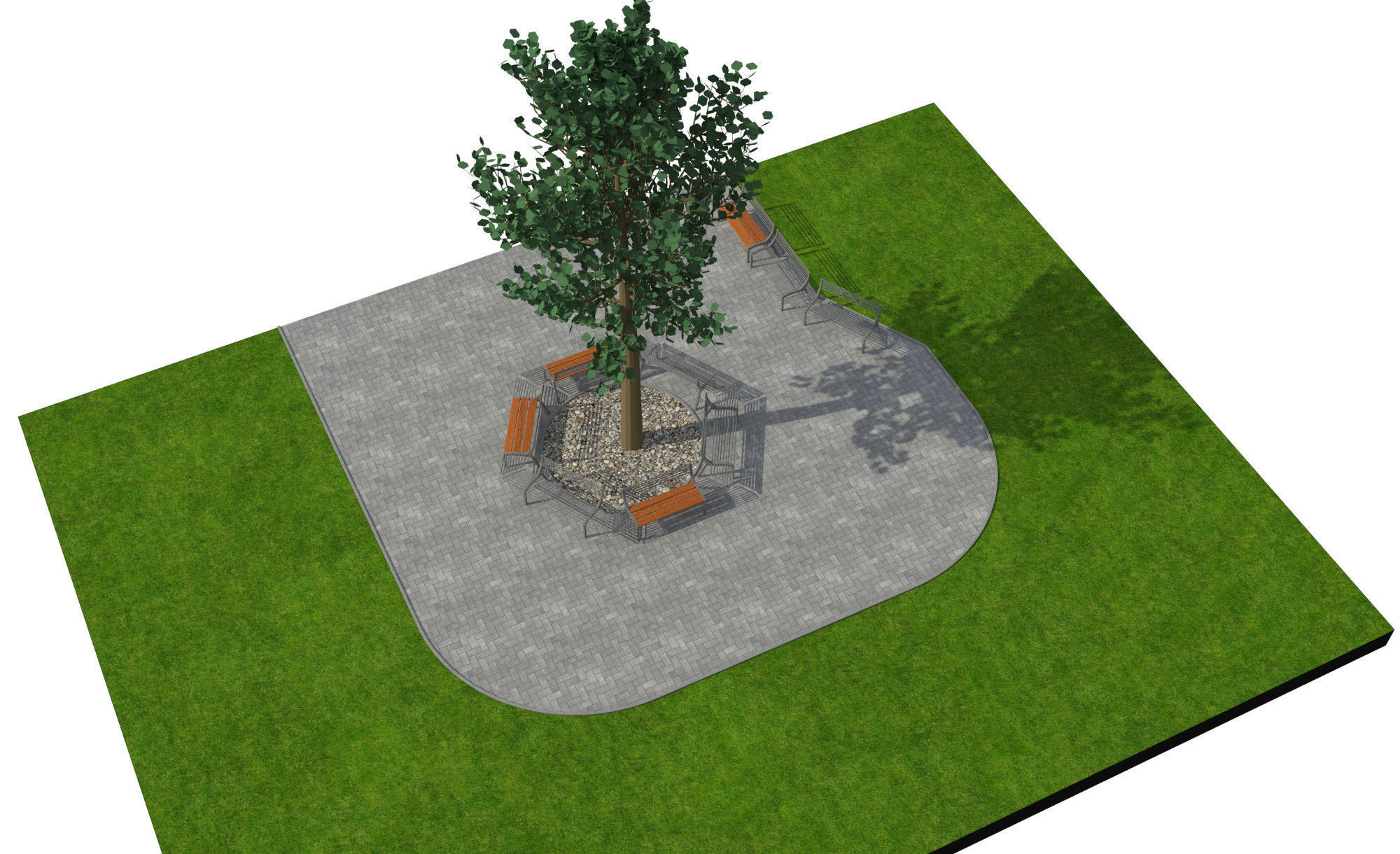 Park bench 3D model_10