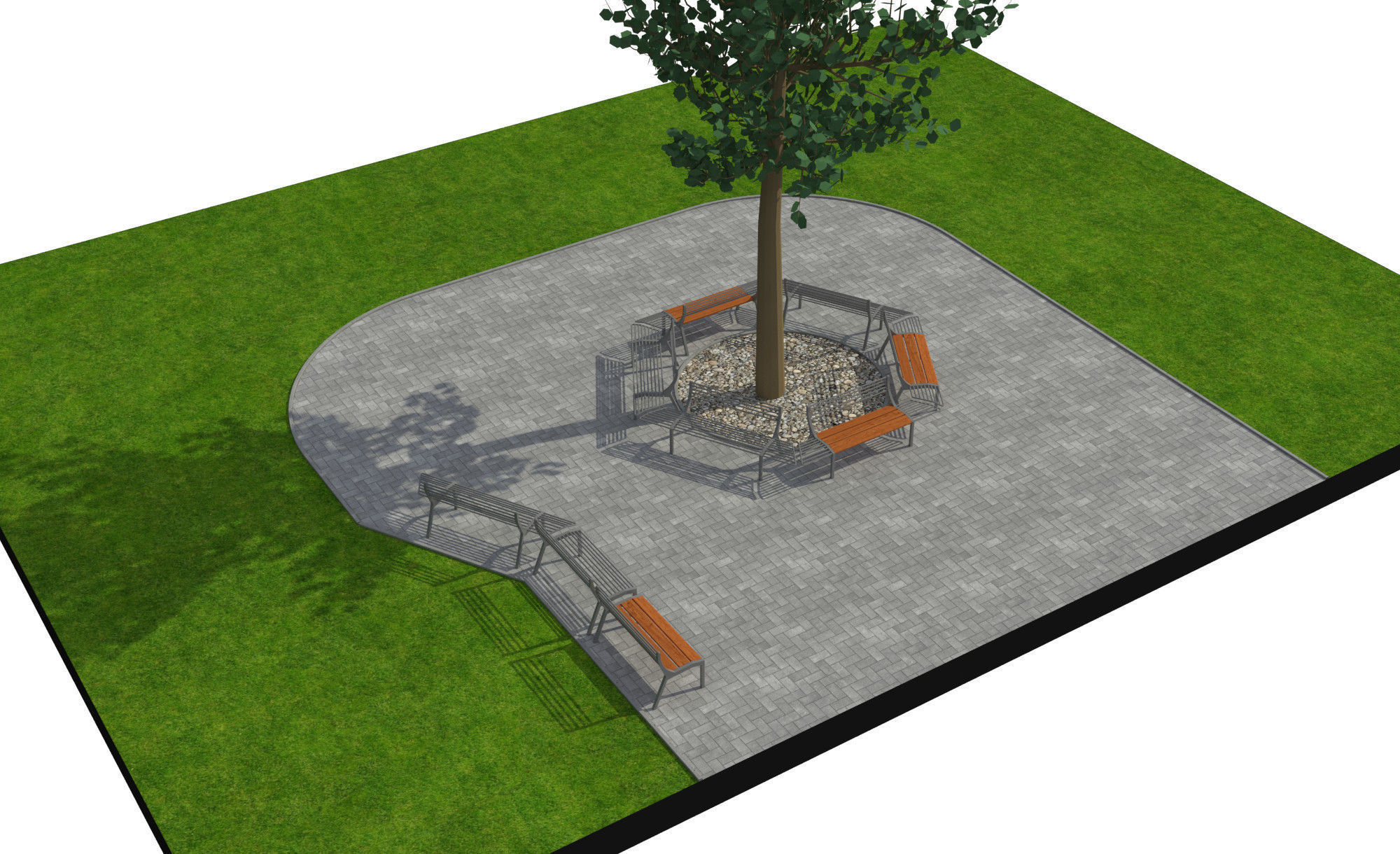 Park bench 3D model_1