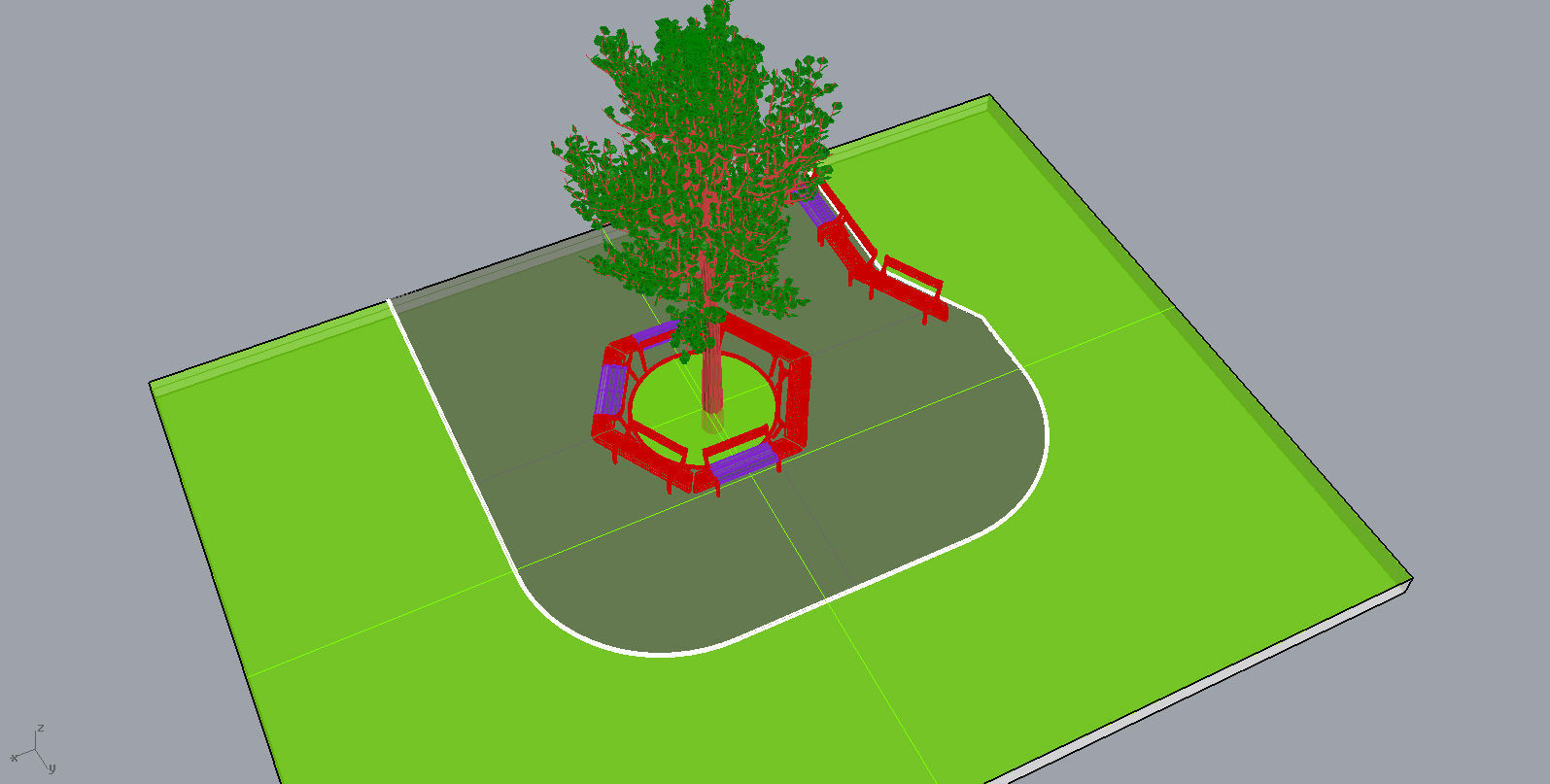 Park bench 3D model_7