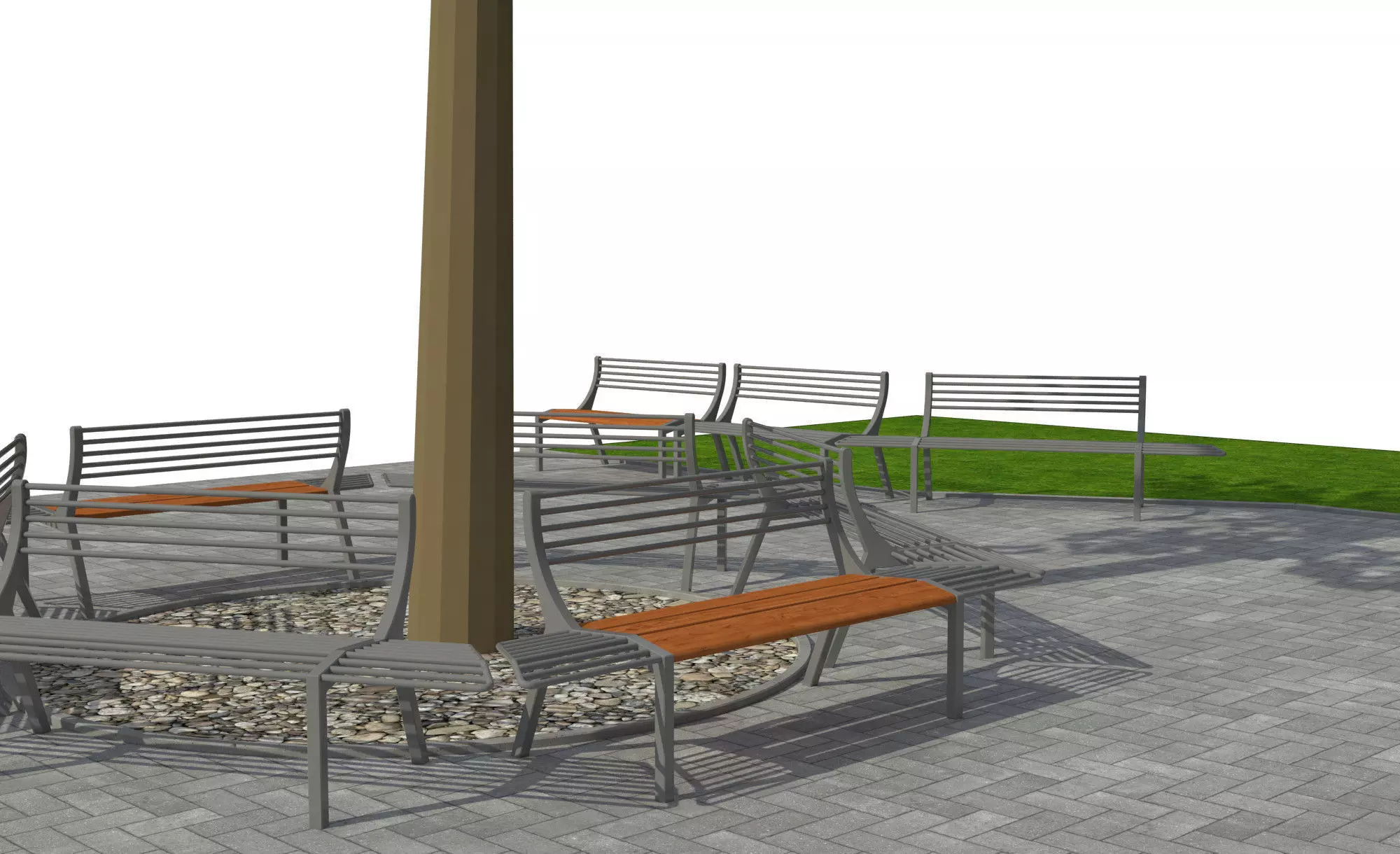 Park bench 3D model_0