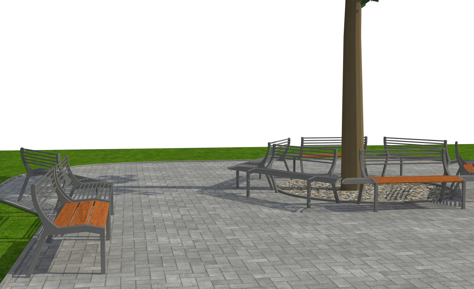 Park bench 3D model_9
