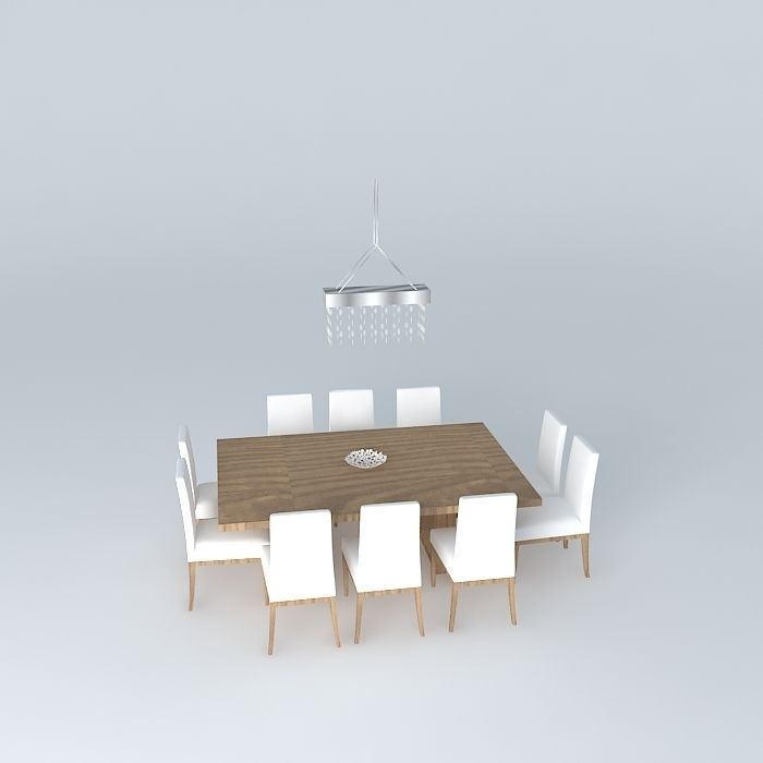 Table dining with chairs Free 3D model_2
