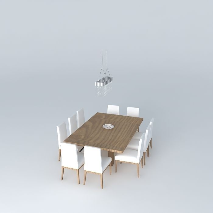 Table dining with chairs Free 3D model_1