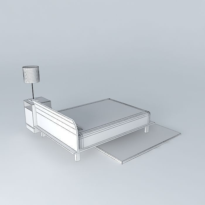 Bed set and rug Free 3D model_3
