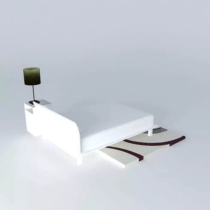 Bed set and rug Free 3D model_0