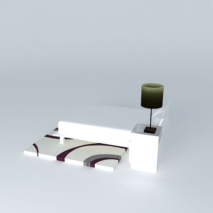 Bed set and rug Free 3D model_1