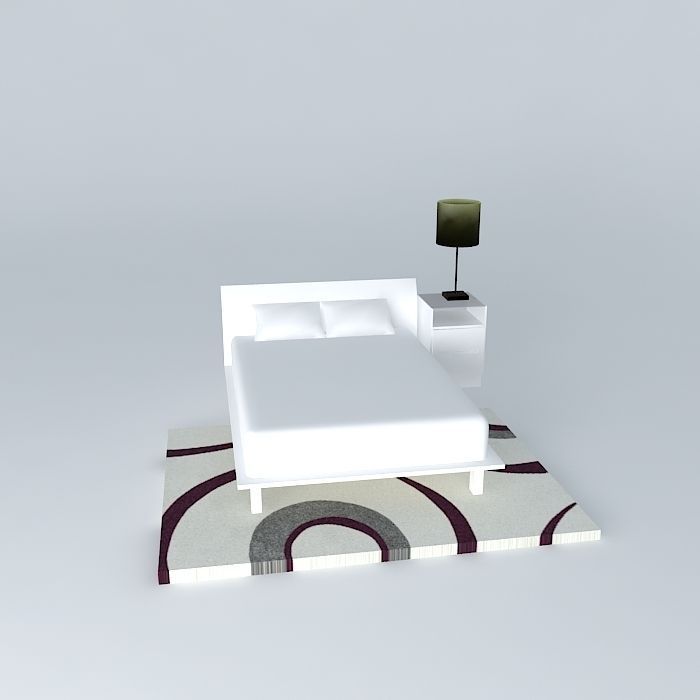 Bed set and rug Free 3D model_2
