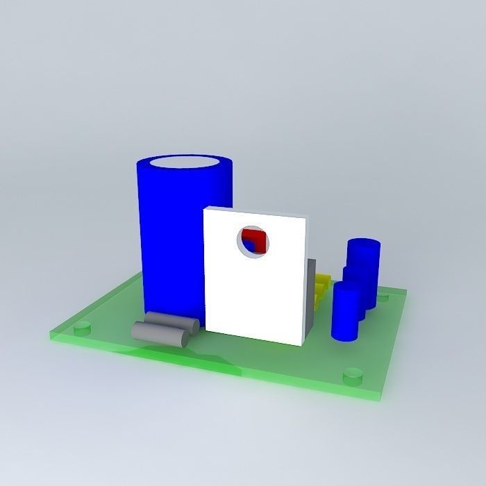 PCB+Layout for TDA 2030 A Free 3D model_1