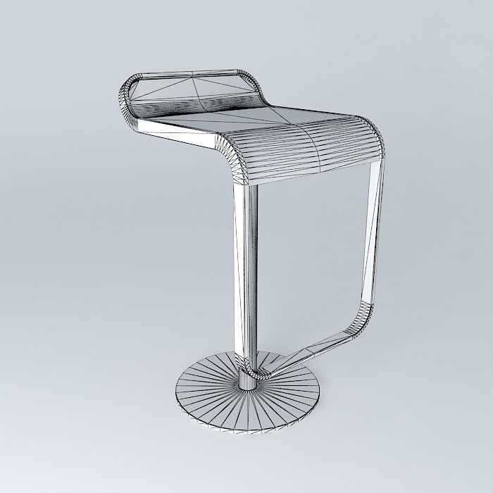 bench bar stool Free 3D model_3
