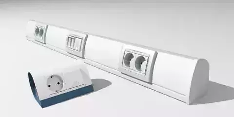 Sockets wall outlet with three plugs and box