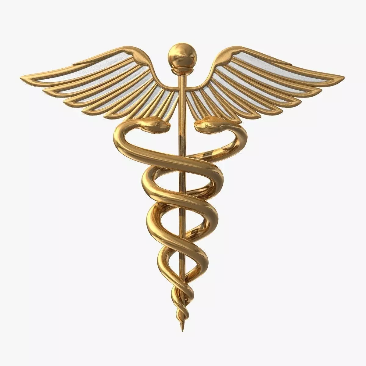 Cadeceusz gold medical symbol Free 3D model_0