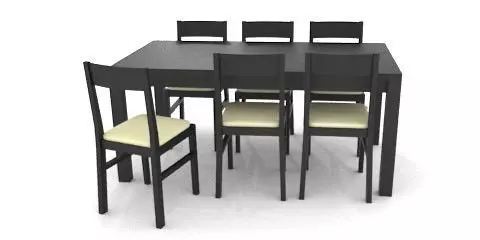 Dark Colored Table and Chairs Free 3D model_0