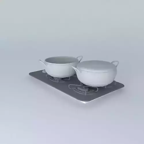 Cooktop pots and pans Free 3D model