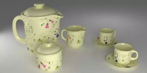 Teapot Set tea with flowers Free 3D model