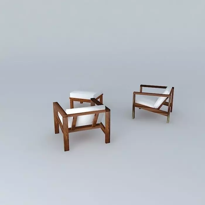Armchairs with Puff table Free 3D model