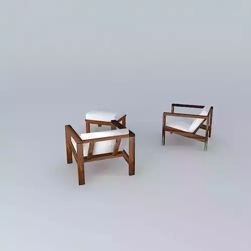 Armchairs with Puff table Free 3D model
