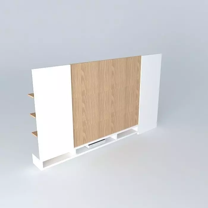 Rack wall unit with wooden shelves Free 3D model