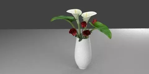 Vase of Roses and Calla Lillies Free 3D model