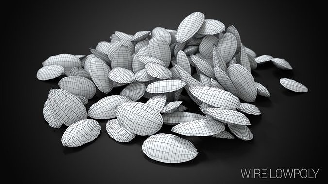 Almonds Unshelled Low-poly 3D model 6