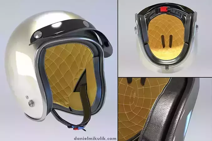 White Retro Motorcycle Helmet