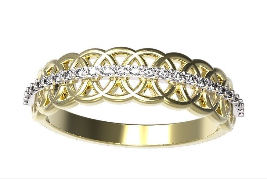 Ring gold and diamond 3D print model_1