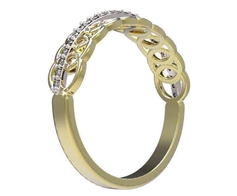 Ring gold and diamond 3D print model_5