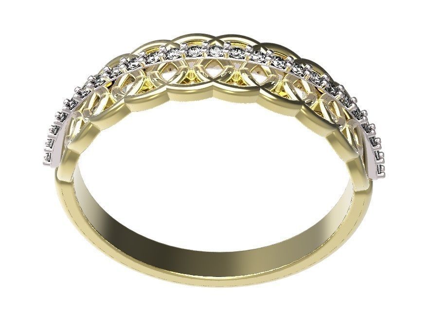Ring gold and diamond 3D print model_2