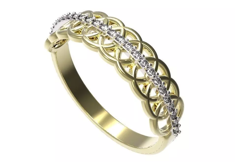 Ring gold and diamond 3D print model_0
