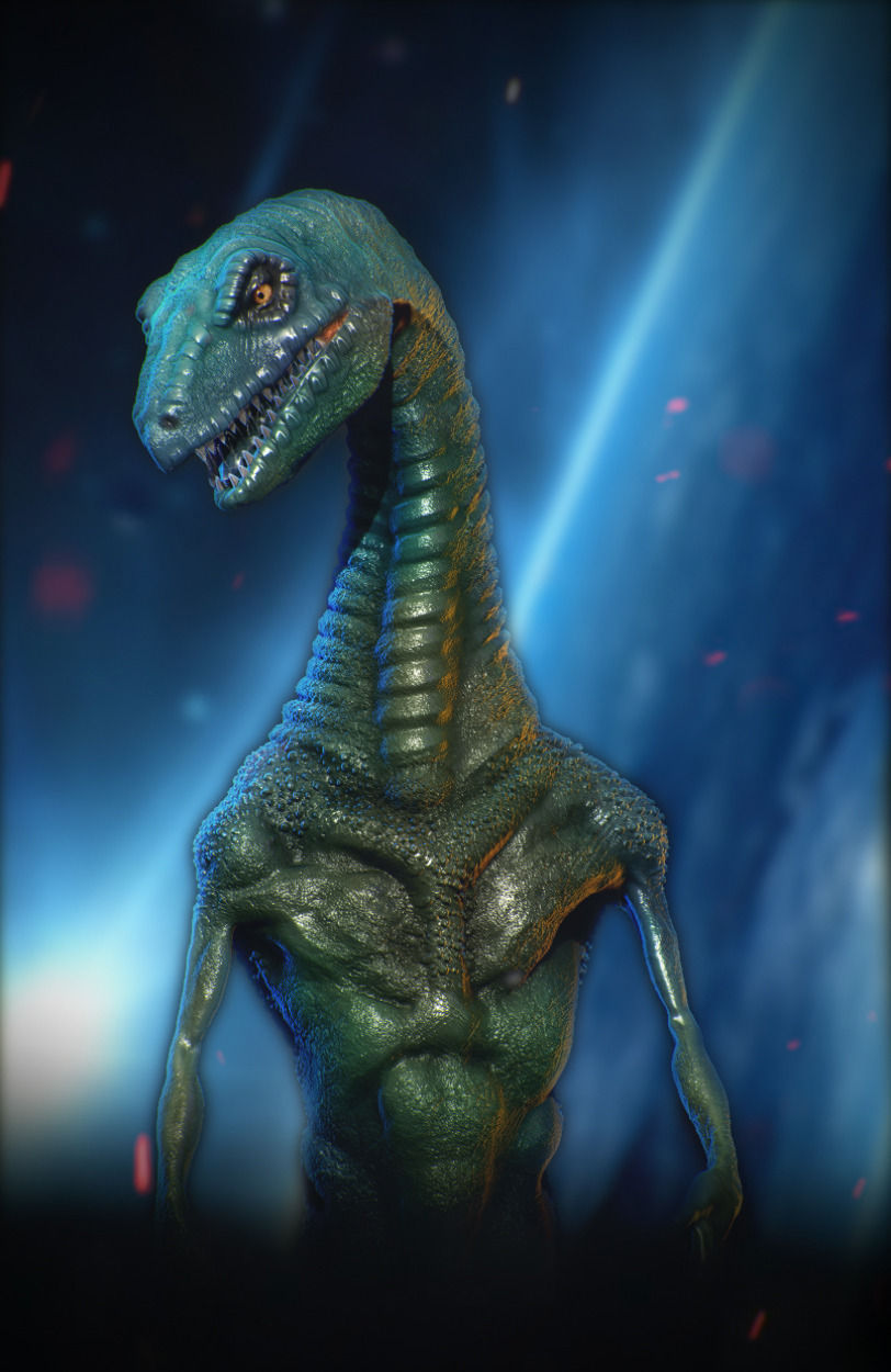 Dinolien alien creature with head 3D model_1