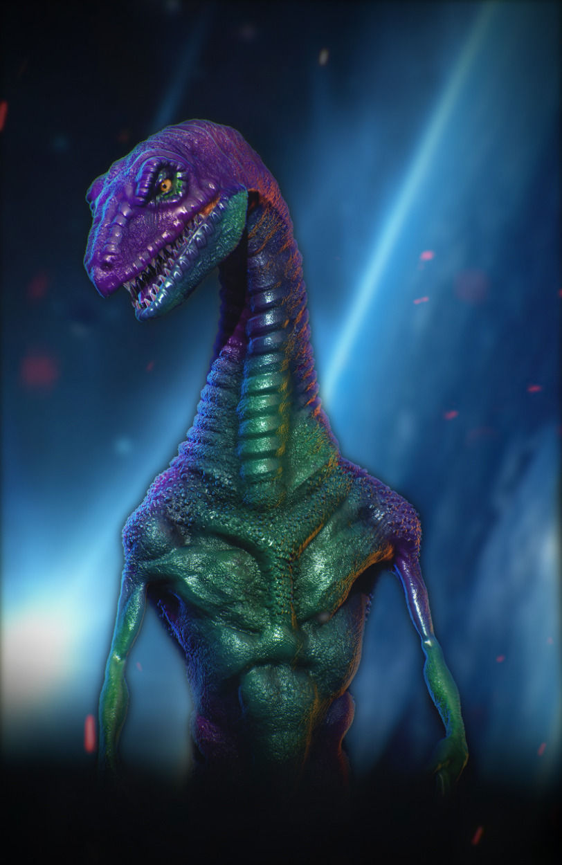 Dinolien alien creature with head 3D model_2