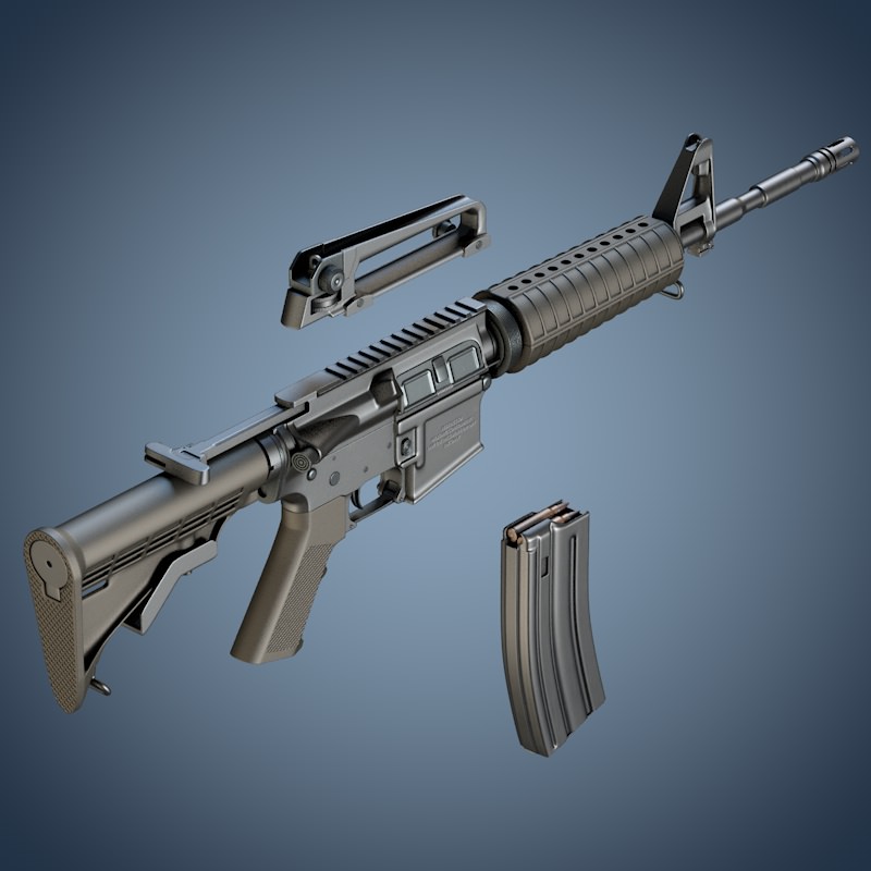 M4A1 assault rifle 3D model_6