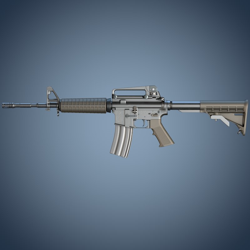 M4A1 assault rifle 3D model_3
