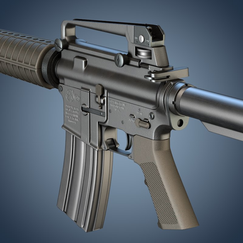 M4A1 assault rifle 3D model_4