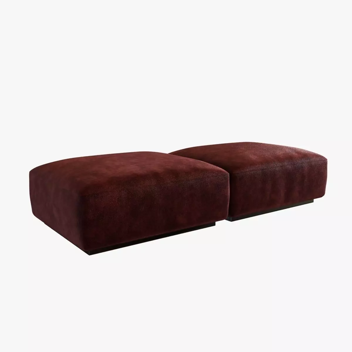 velvet rectangular ottoman 3D model_0