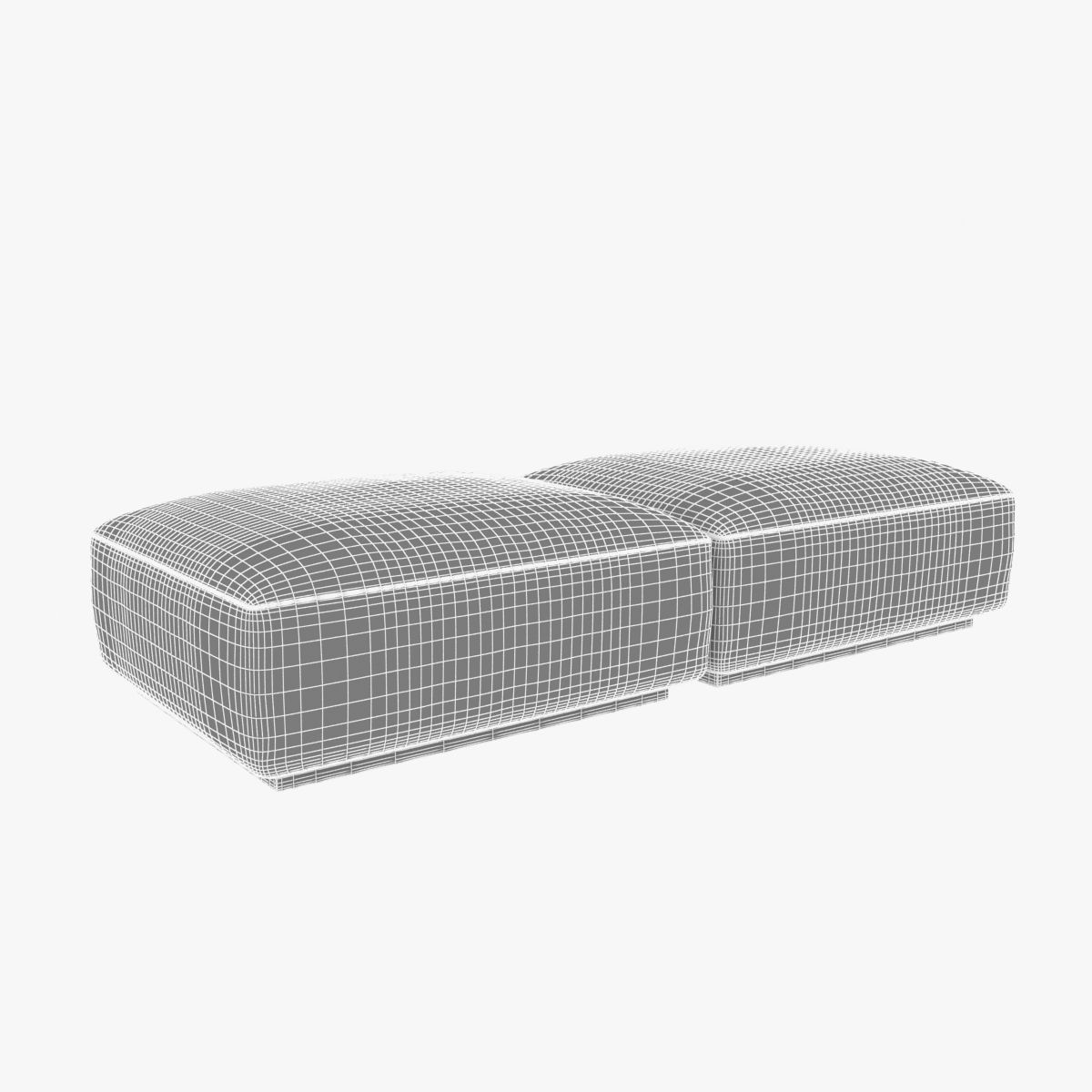 velvet rectangular ottoman 3D model_7