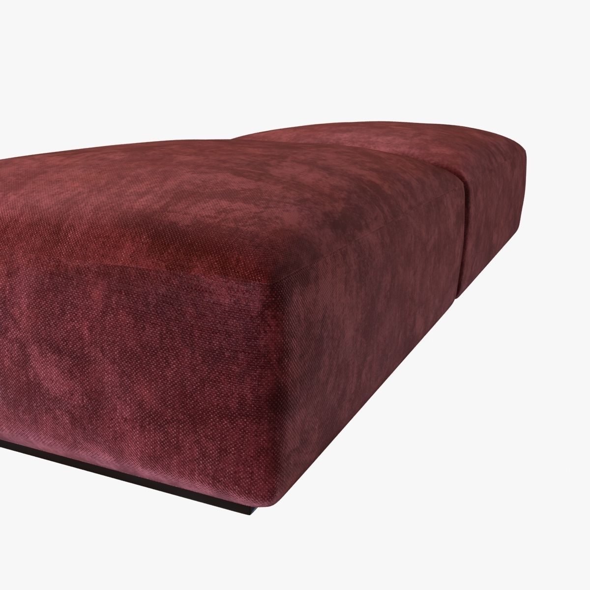 velvet rectangular ottoman 3D model_2