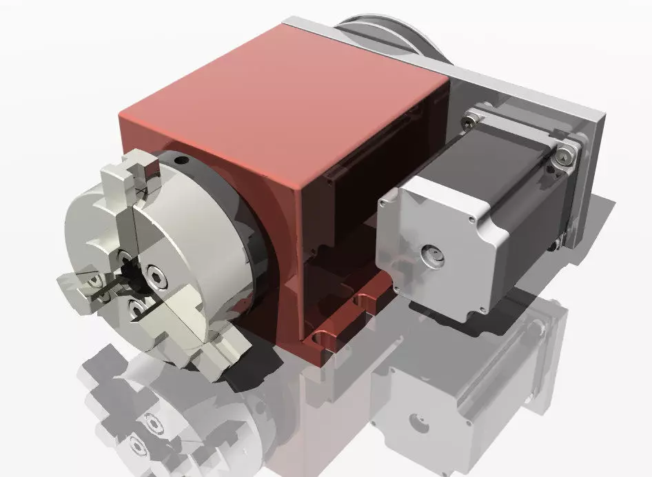CNC Router Rotational Axis the 4th Axis A axis 3D model_0