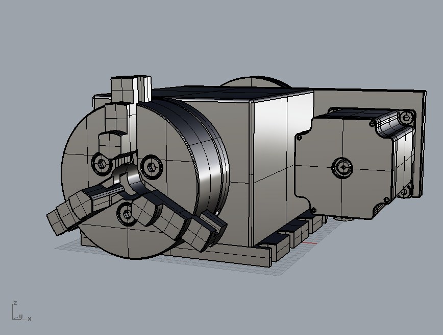 CNC Router Rotational Axis the 4th Axis A axis 3D model_4