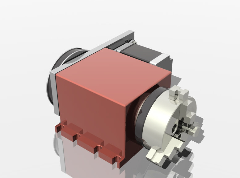 CNC Router Rotational Axis the 4th Axis A axis 3D model_1