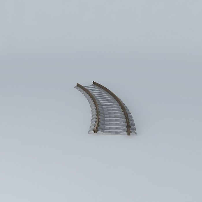 Eco Rail Track Short Curve Concrete Sleepers Free 3D model_2