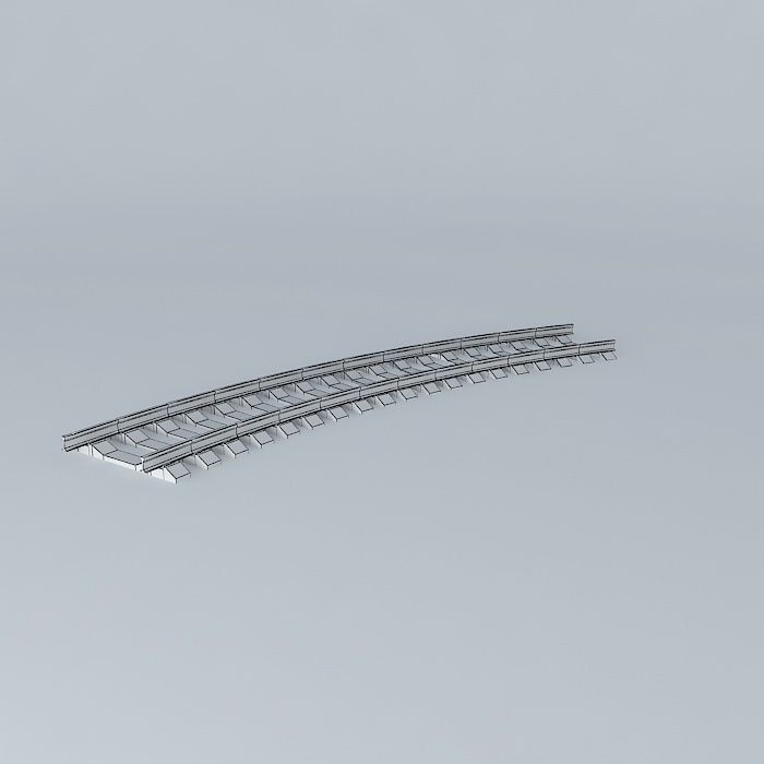 Eco Rail Track Short Curve Concrete Sleepers Free 3D model_3