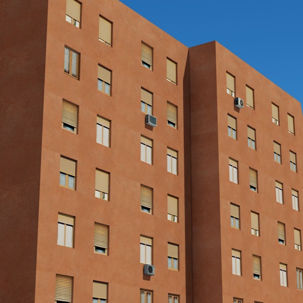 Building apartment with balconies Low-poly 3D model_10