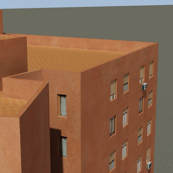 Building apartment with balconies Low-poly 3D model_11