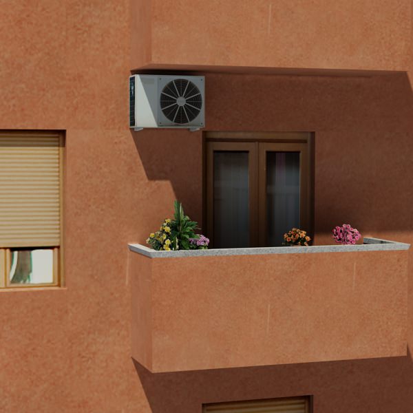 Building apartment with balconies Low-poly 3D model_7