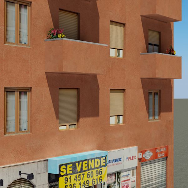 Building apartment with balconies Low-poly 3D model_8