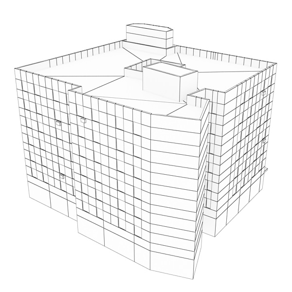 Building apartment with balconies Low-poly 3D model_17