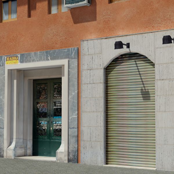 Building apartment with balconies Low-poly 3D model_4