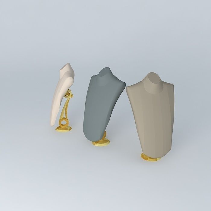 Ladies Necklace Display Busts Free 3D model_2