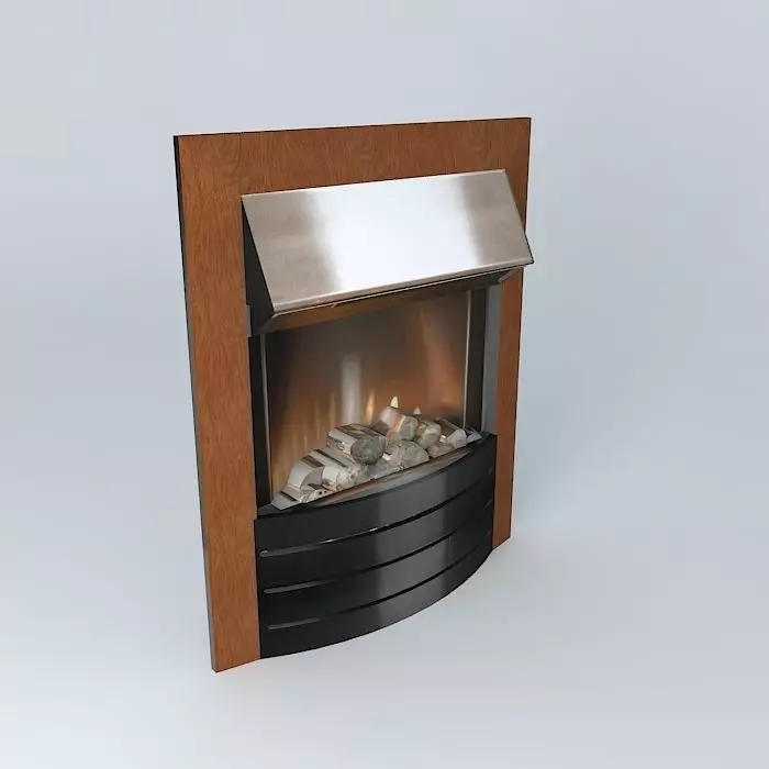 Walnut Surround Electric Flame Fire Free 3D model